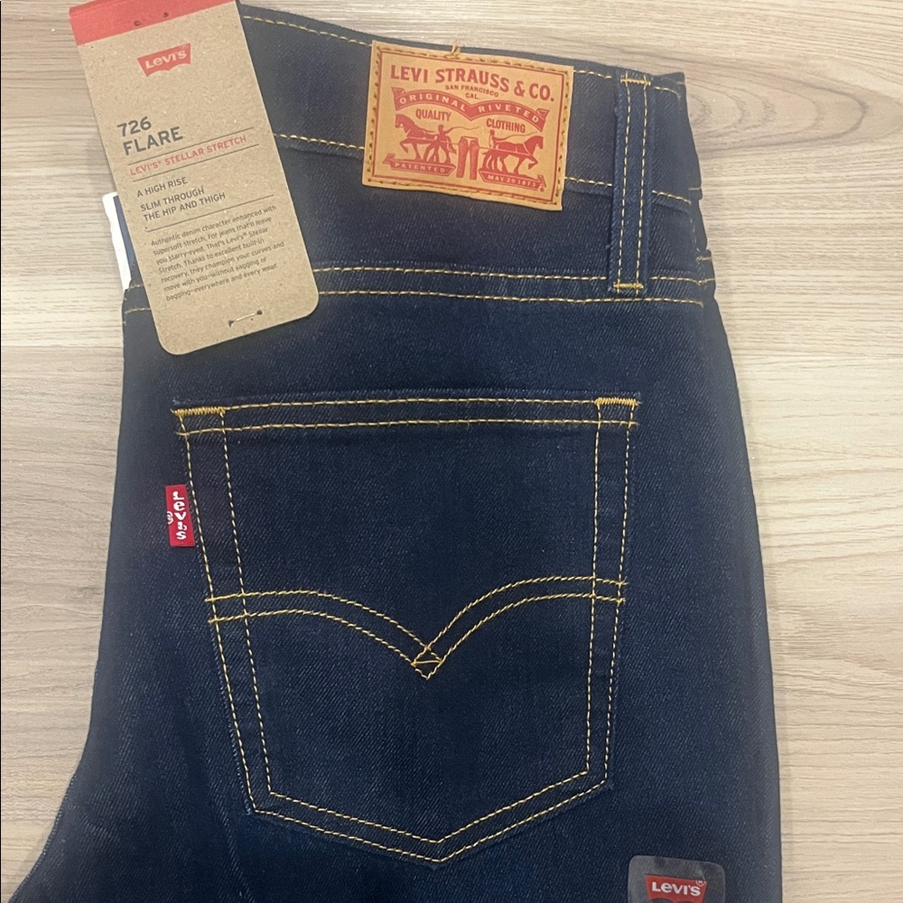 Levi's Dark Blue Flare Jeans with Yellow Stitching